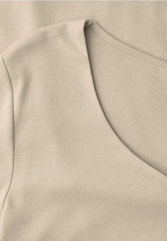 QR Shirt W Heart Neckline - Cotton Beige - Street One - 6