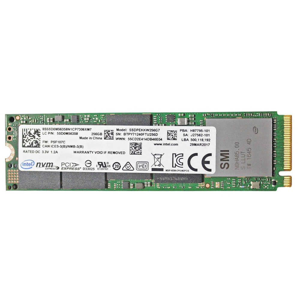 Begagnad Intel SSD 600P 256GB SSD M2 2280 NVMe Gen3 x4 SSDPEKKW256G7