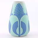 Josef Ekberg (1923) Blue Sgraffito Vase with Plants Decor 19 cm