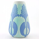 Josef Ekberg (1923) Blue Sgraffito Vase with Plants Decor 19 cm