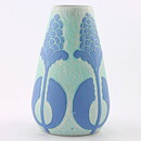 Josef Ekberg (1923) Blue Sgraffito Vase with Plants Decor 19 cm
