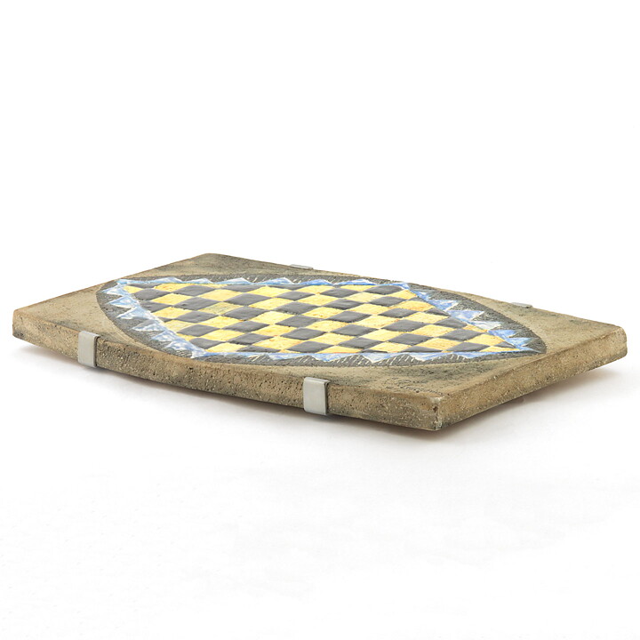 Sylvia Leuchovius (1960s) Unique Wall Plaque with Oval Checkers Decor 39 cm