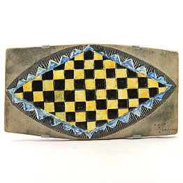 Sylvia Leuchovius (1960s) Unique Wall Plaque with Oval Checkers Decor 39 cm
