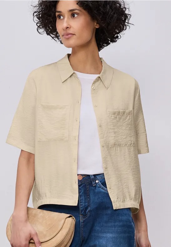 LTD QR Shirtcollar Blouse - Smoke Beige - Street One