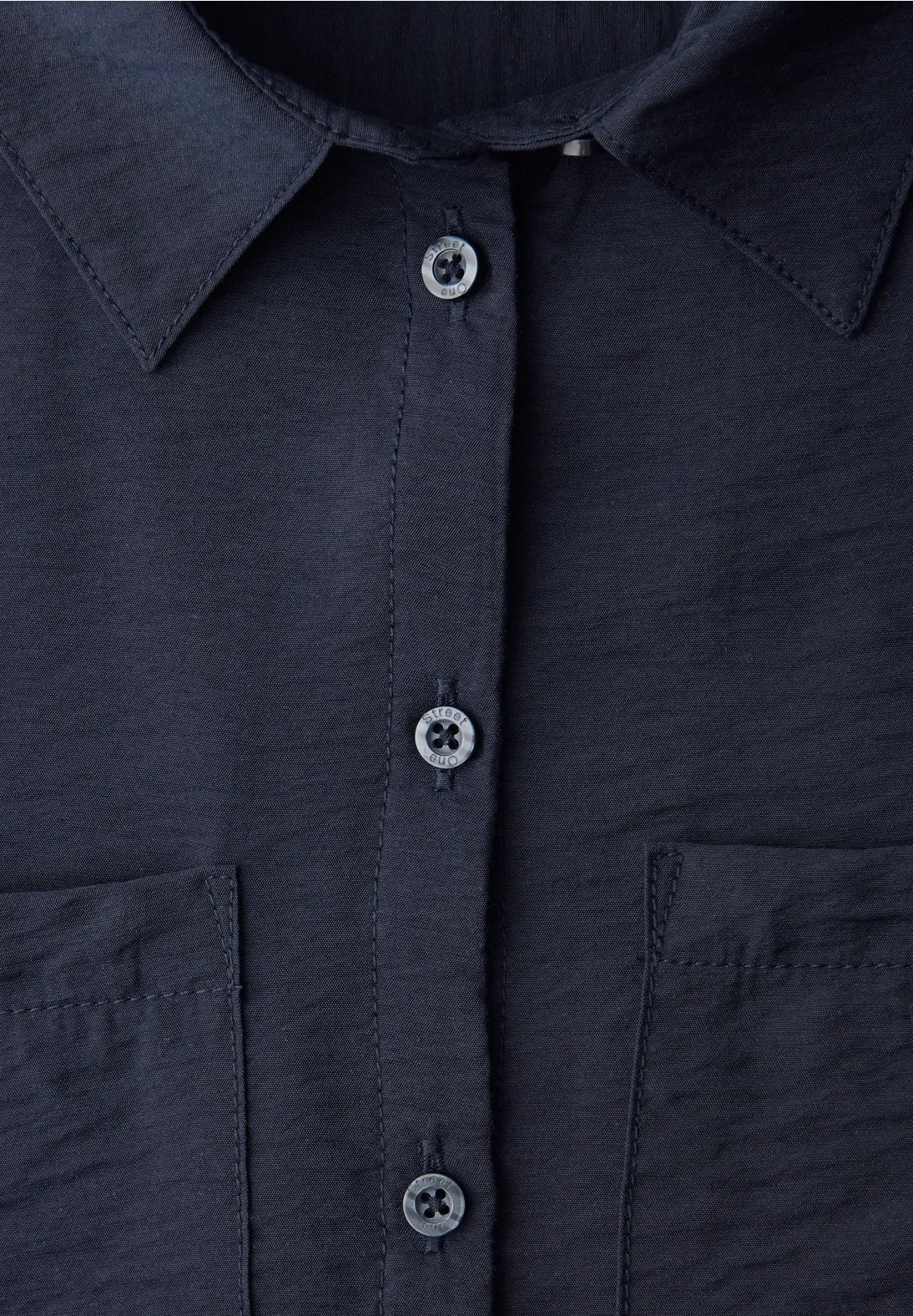 LTD QR Shirtcollar Blouse - Shadowed Navy - Street One - 7