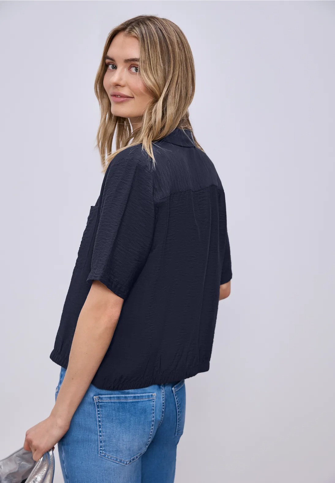 LTD QR Shirtcollar Blouse - Shadowed Navy - Street One - 4