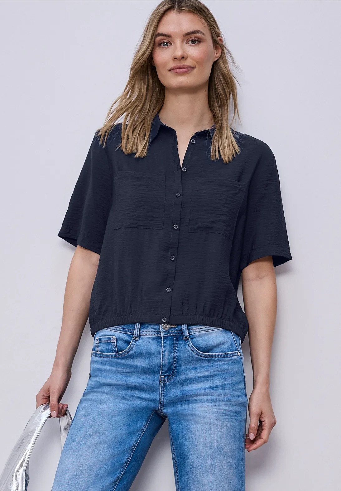 LTD QR Shirtcollar Blouse - Shadowed Navy - Street One