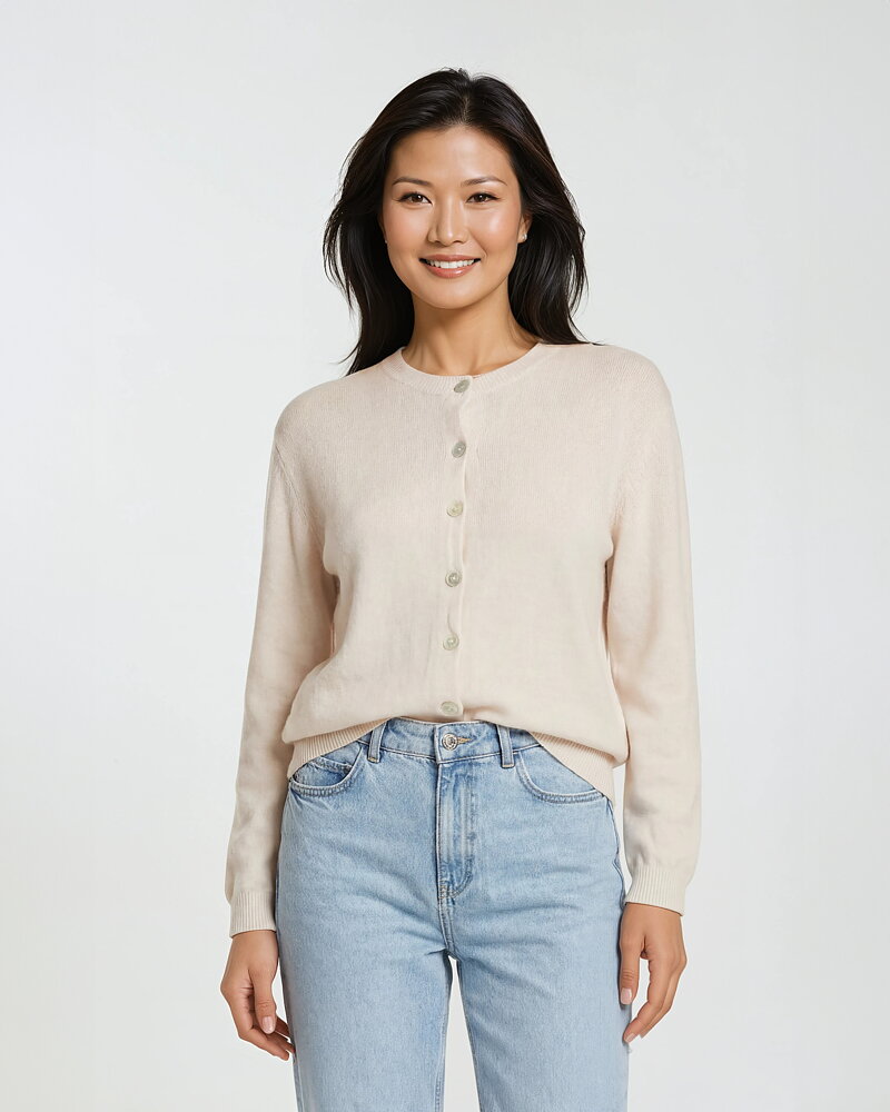 Kofta onesize rundringad ljusbeige