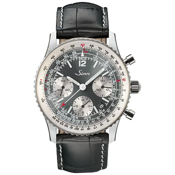 903.093 Sinn 903 St II A svart kalvskinsläderband med alligator prägling