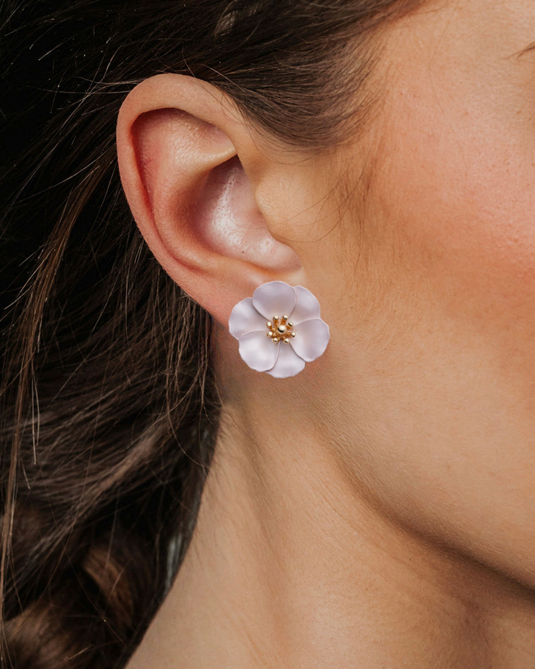 Örhänge Flower small pearl ljusrosa