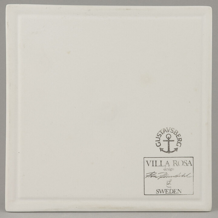 ピア・ロンダール  Villa Rosaシリーズ  鳥と木がモチーフの陶板  12cm  1985年 