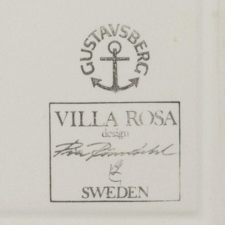 ピア・ロンダール  Villa Rosaシリーズ  鳥と木がモチーフの陶板  12cm  1985年 