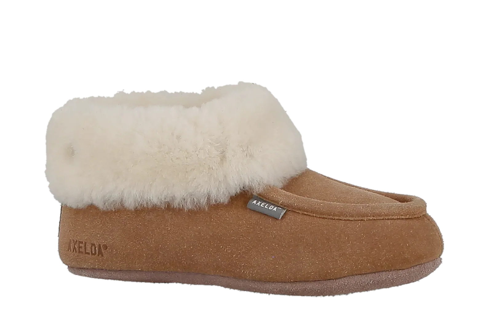 Fårskinnstofflor med gummisula Axelda London brun chestnut