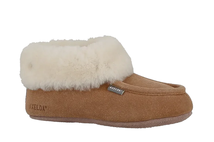 Fårskinnstofflor med gummisula Axelda London brun chestnut