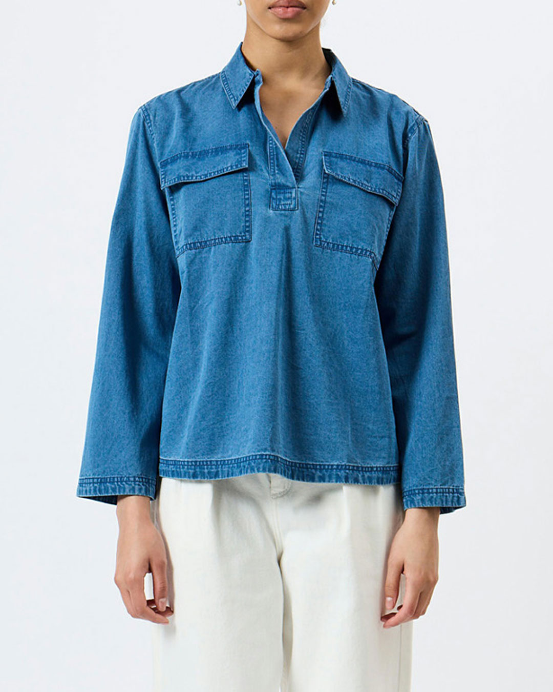 Jeansskjorta Zaves chambray denimblå