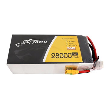 GensAce Tattu Semi-Solid 28000mAh 22.2V 5C 6S1P Lipo Battery Pack w/ XT90-S plug