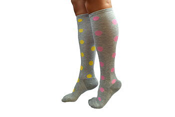 Stödstrumpa 18-22mmHg- Ljusgrå med prickar - 2 par 250 kr - 1 par 135 kr - flera färger - Utan tåsöm- förstärkt tå och häl