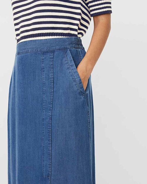 Jeanskjol Selithia slits fram mellanblå denim - 4
