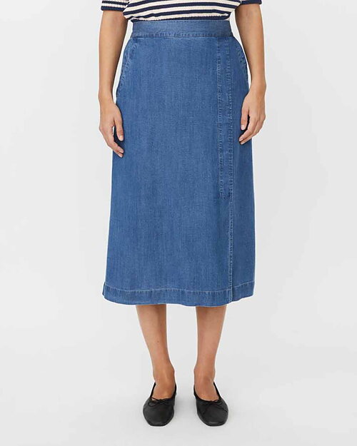 Jeanskjol Selithia slits fram mellanblå denim