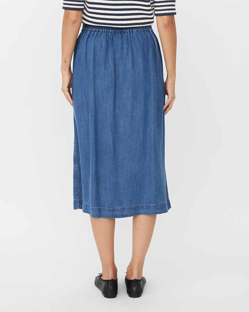 Jeanskjol Selithia slits fram mellanblå denim