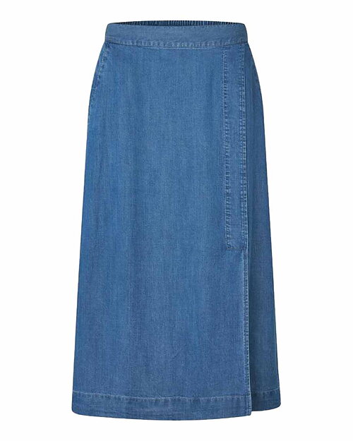 Jeanskjol Selithia slits fram mellanblå denim - 5