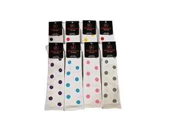 Stödstrumpa 18-22mmHg-Vit med prickar - 2 par 250 kr - 1 par 135 kr - flera färger - Utan tåsöm- förstärkt tå och häl