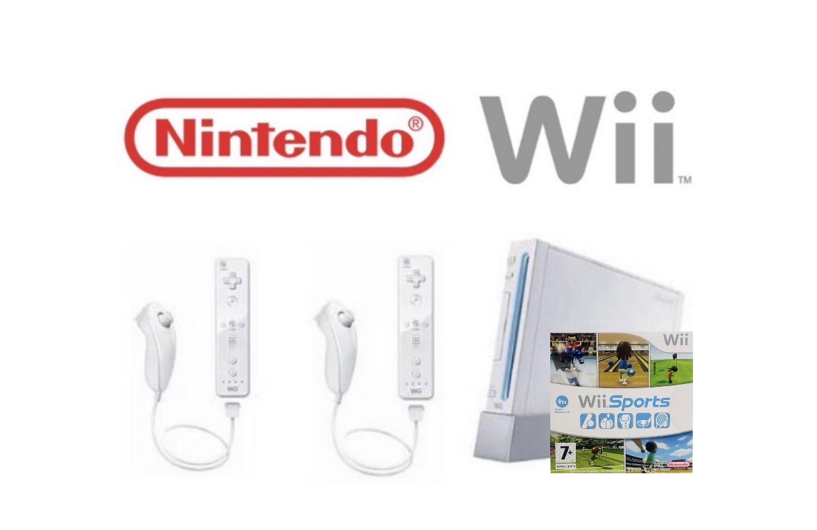 Wii konsol inkl Wii sports + två set kontroller