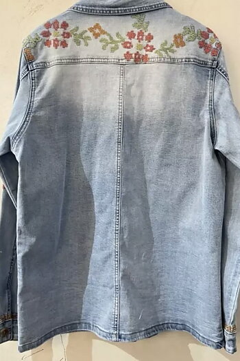 Qnuz - Bohemian Denim Jacket W Embrodery Denim Blue