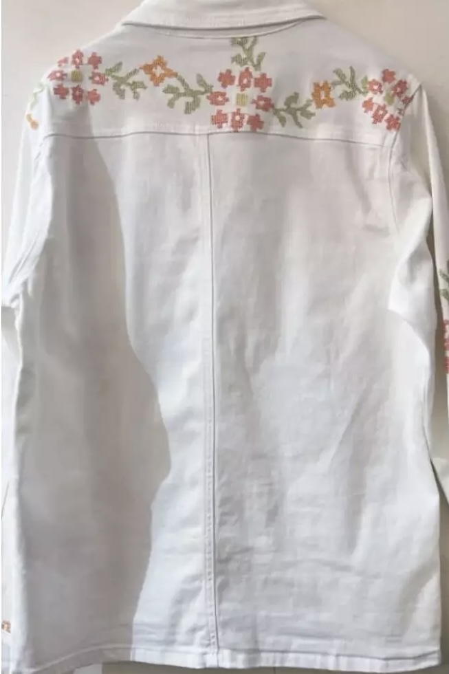 Qnuz - Bohemian Denim Jacket W Embrodery White - 2