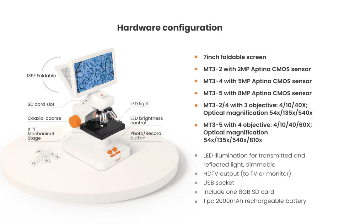 Mikroskop Matatalab MT3-2 LCD, 2MP - för klassrummet 54X/135X/540X  - 4