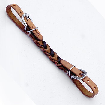 Curbstrap / kinnrem Lakota, flätad, natur/brun