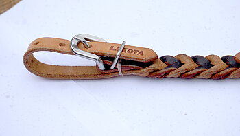 Curbstrap / kinnrem Lakota, flätad, natur/brun