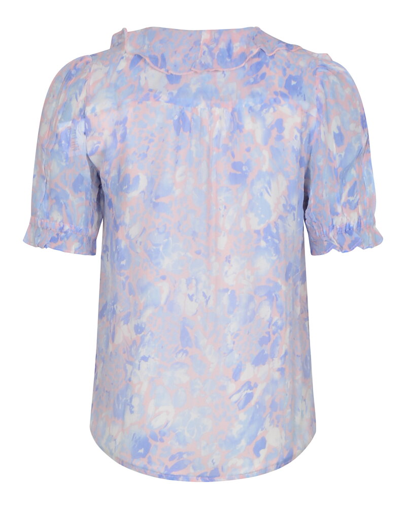 Blus Gini volang ljusblå/rosa