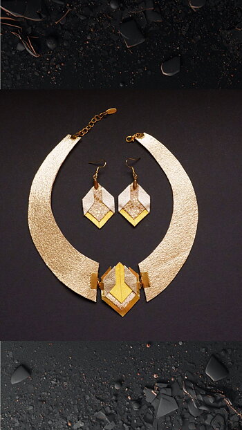 FUSION set Guld (örhängen och halsband)