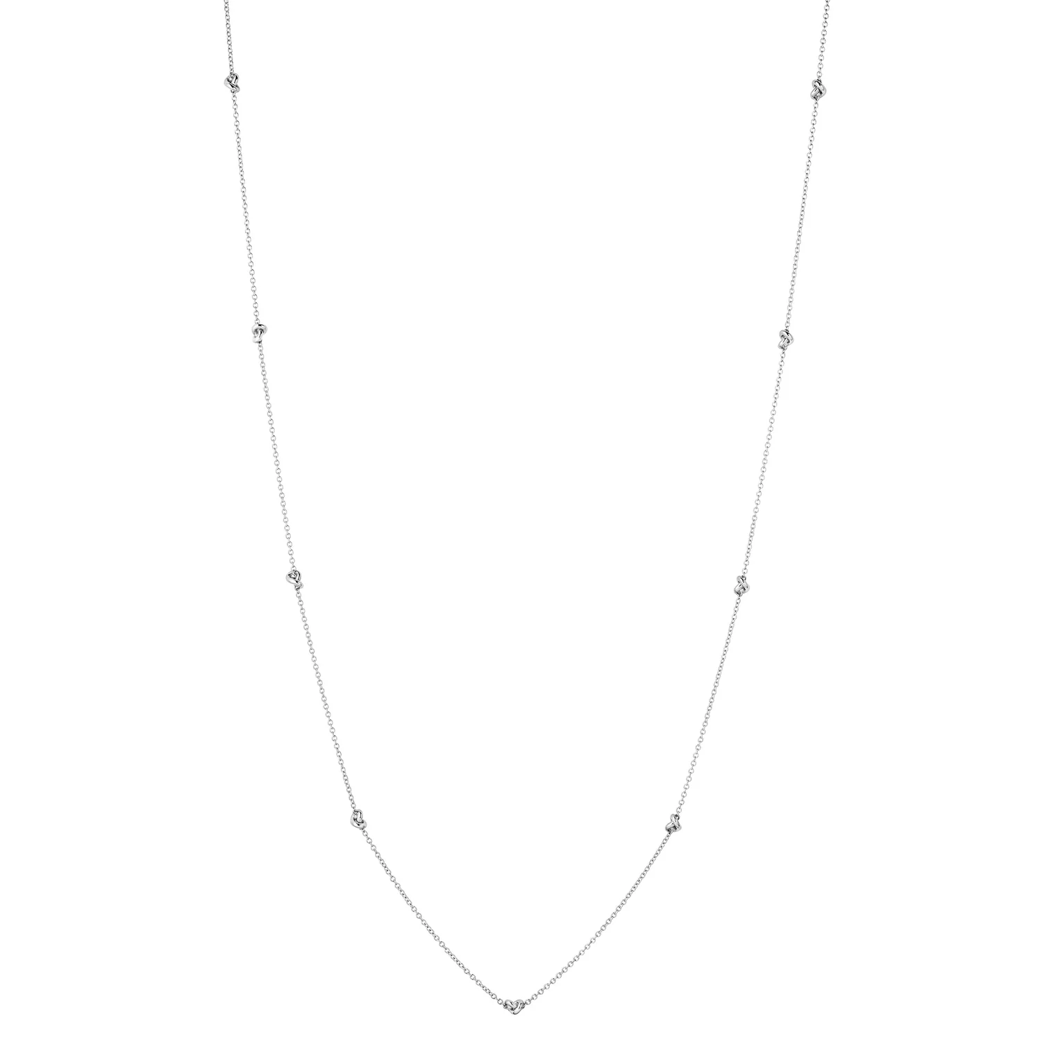 Legacy Knot Chain pitkä valkokultainen kaulakoru
