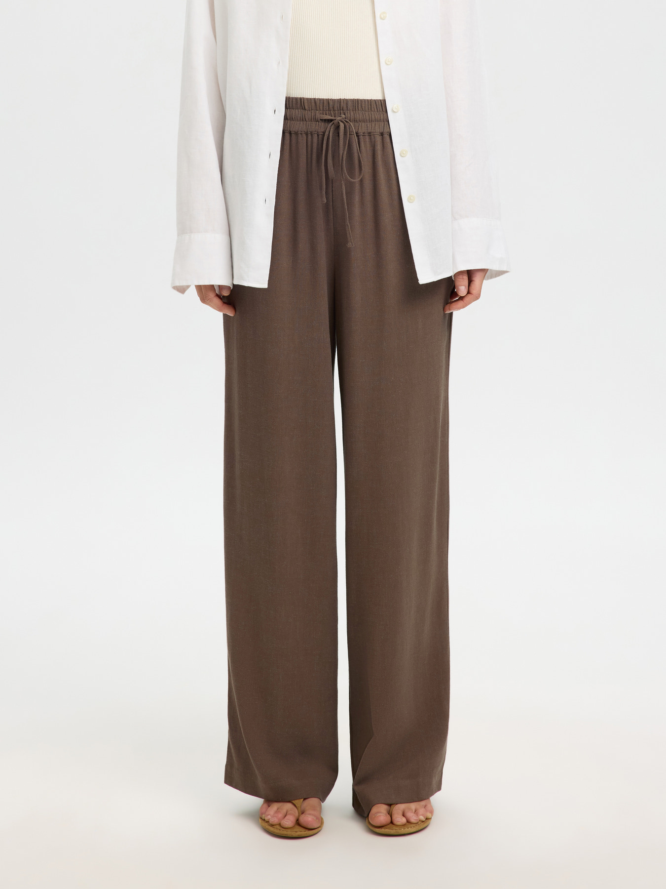 SLWVIVA-GULIA HW LONG SUN PANT NOOS Chocolate Chip - 2