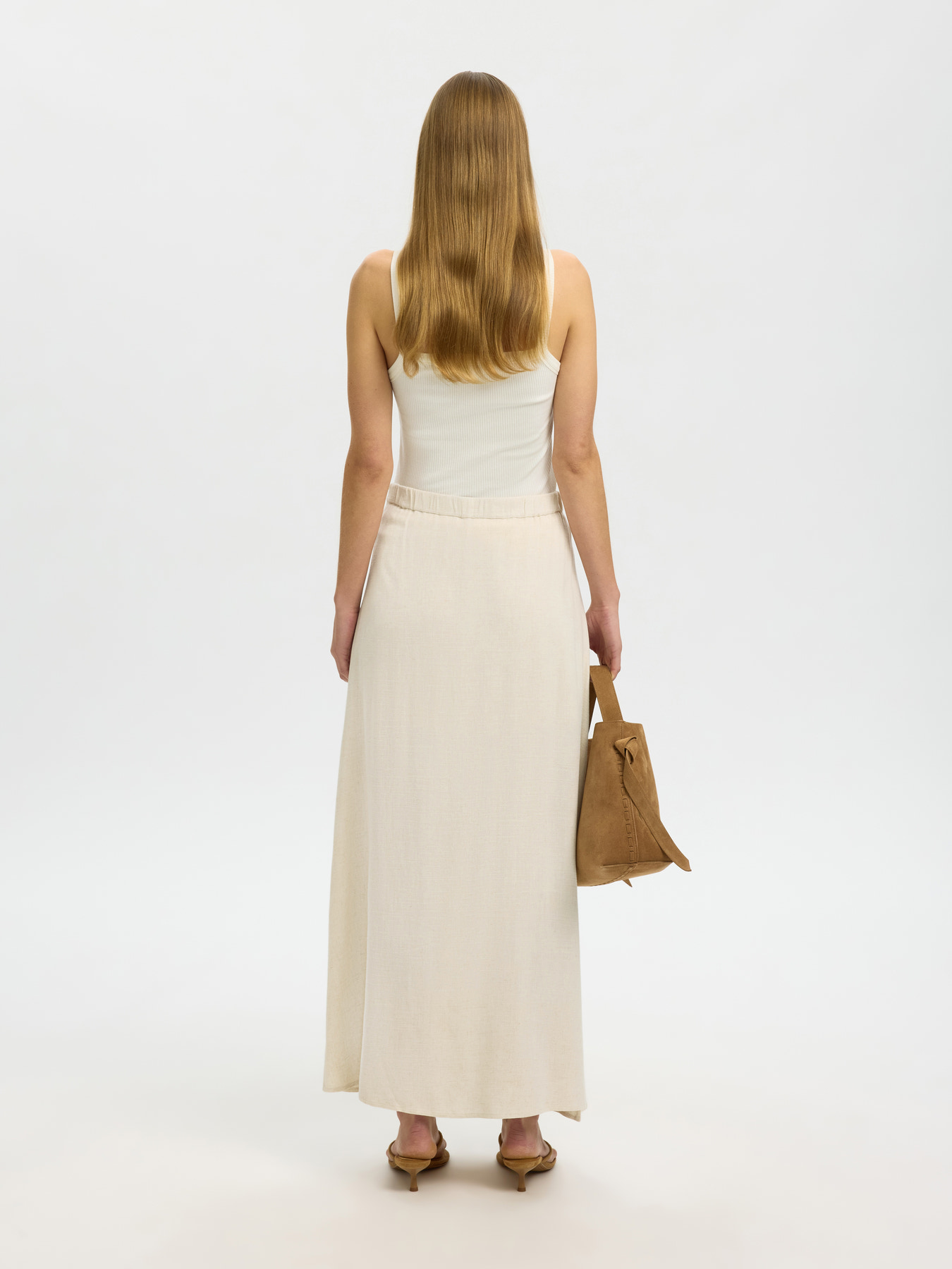 SLWVIVA HW ANKLE LINEN BLEND SKIRT NOOS Sandshell - 5