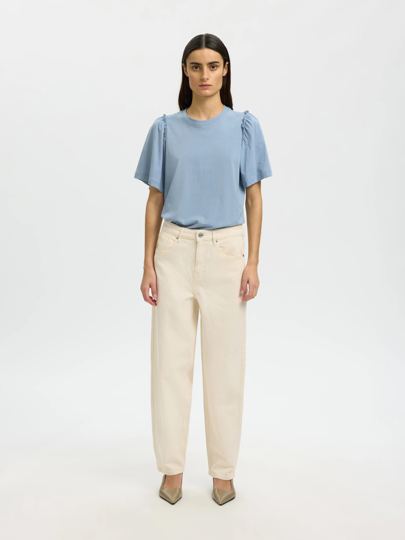 SLWPENELOPE 2/4 RUFFLE TEE NOOS Dusty Blue - 4
