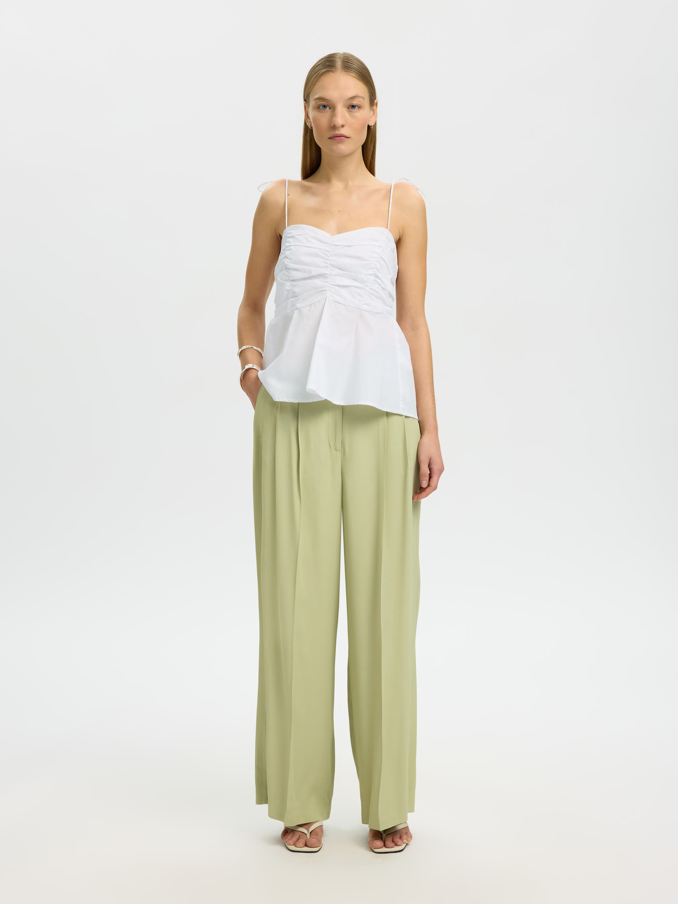 SLFDELIA STRAP TOP B Bright White - 4