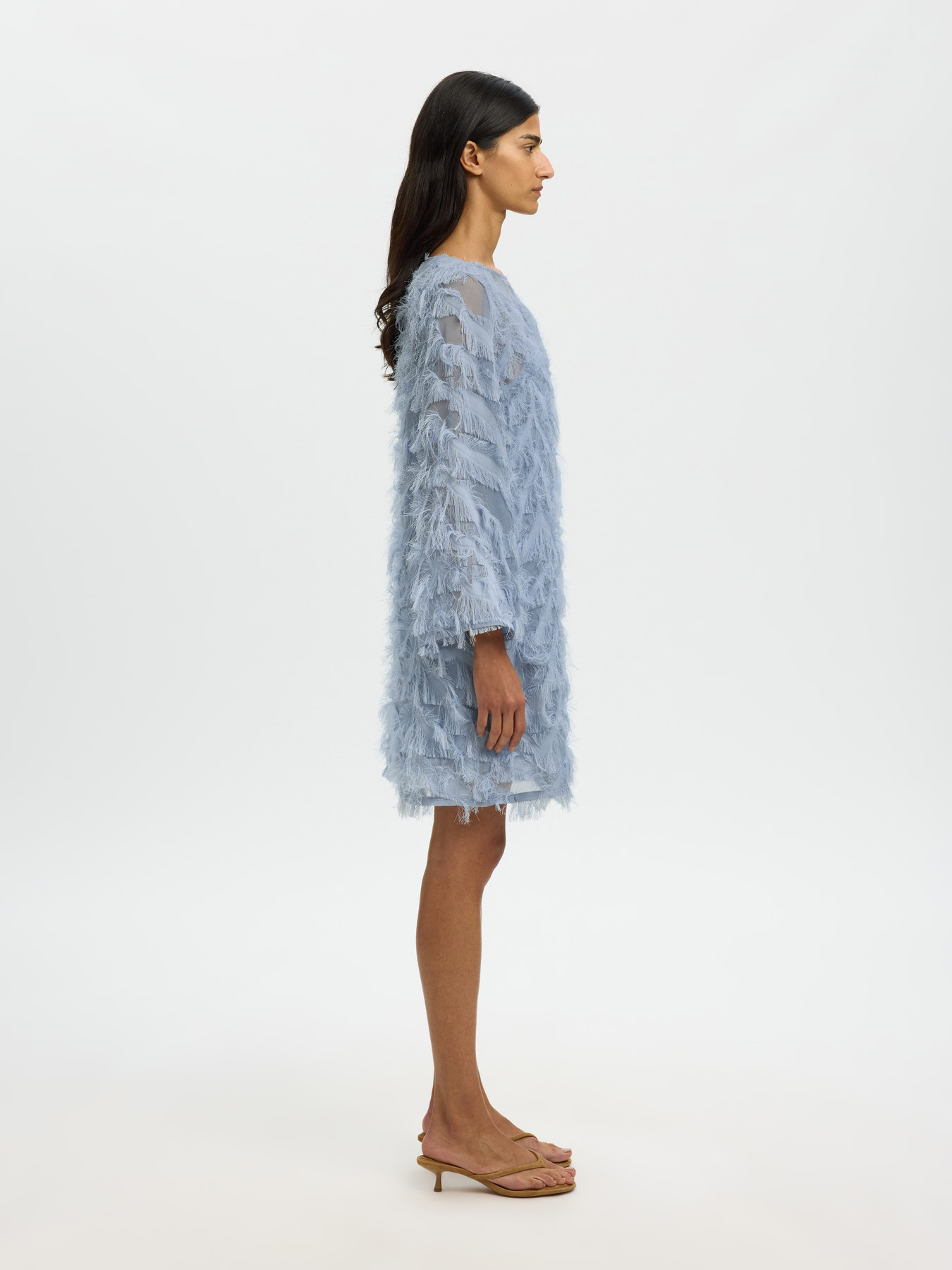 SLFMYLINE RELAXED LS BOAT NECK DRESS B Dusty Blue - 5