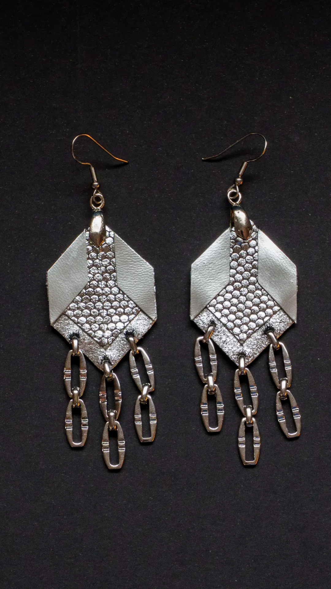 Origami Fusion Leather Chain Silver