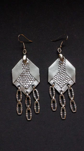 Origami Fusion Leather Chain Silver