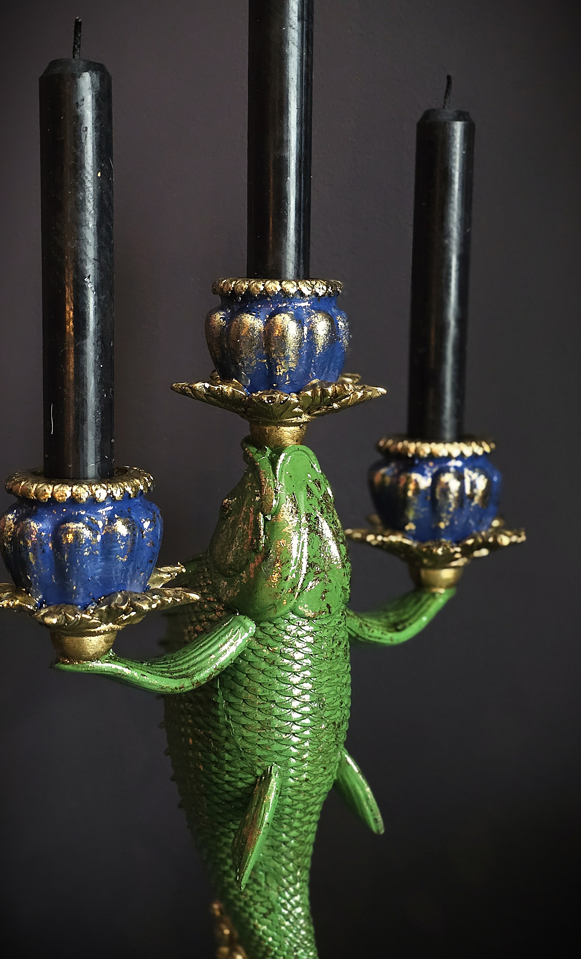 Trearmad Ljusstake - Green Fish - 5