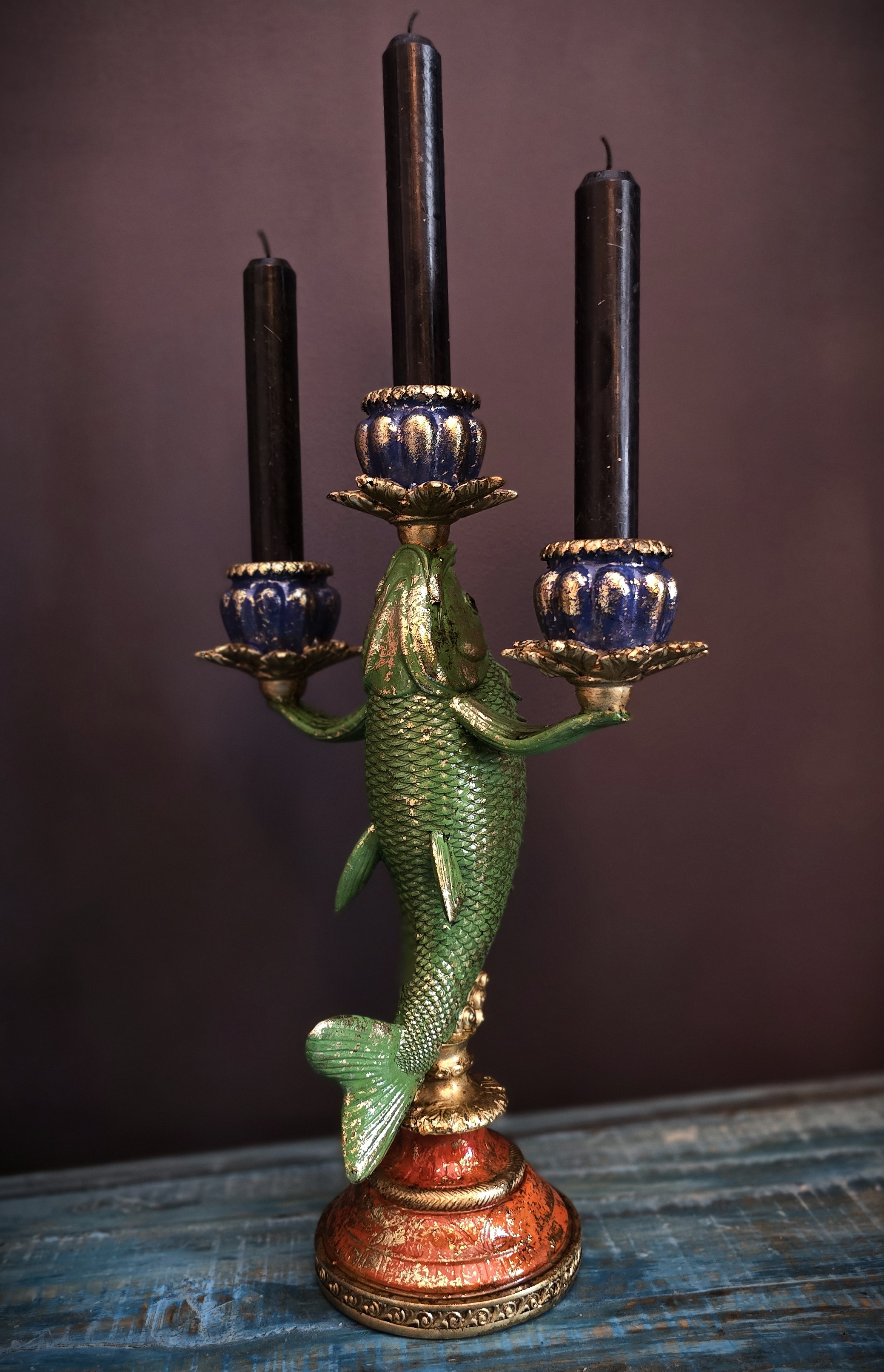 Trearmad Ljusstake - Green Fish - 2
