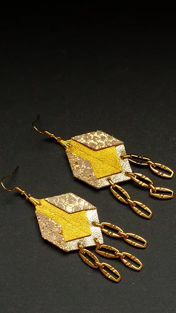 Origami Fusion Leather Chain Guld