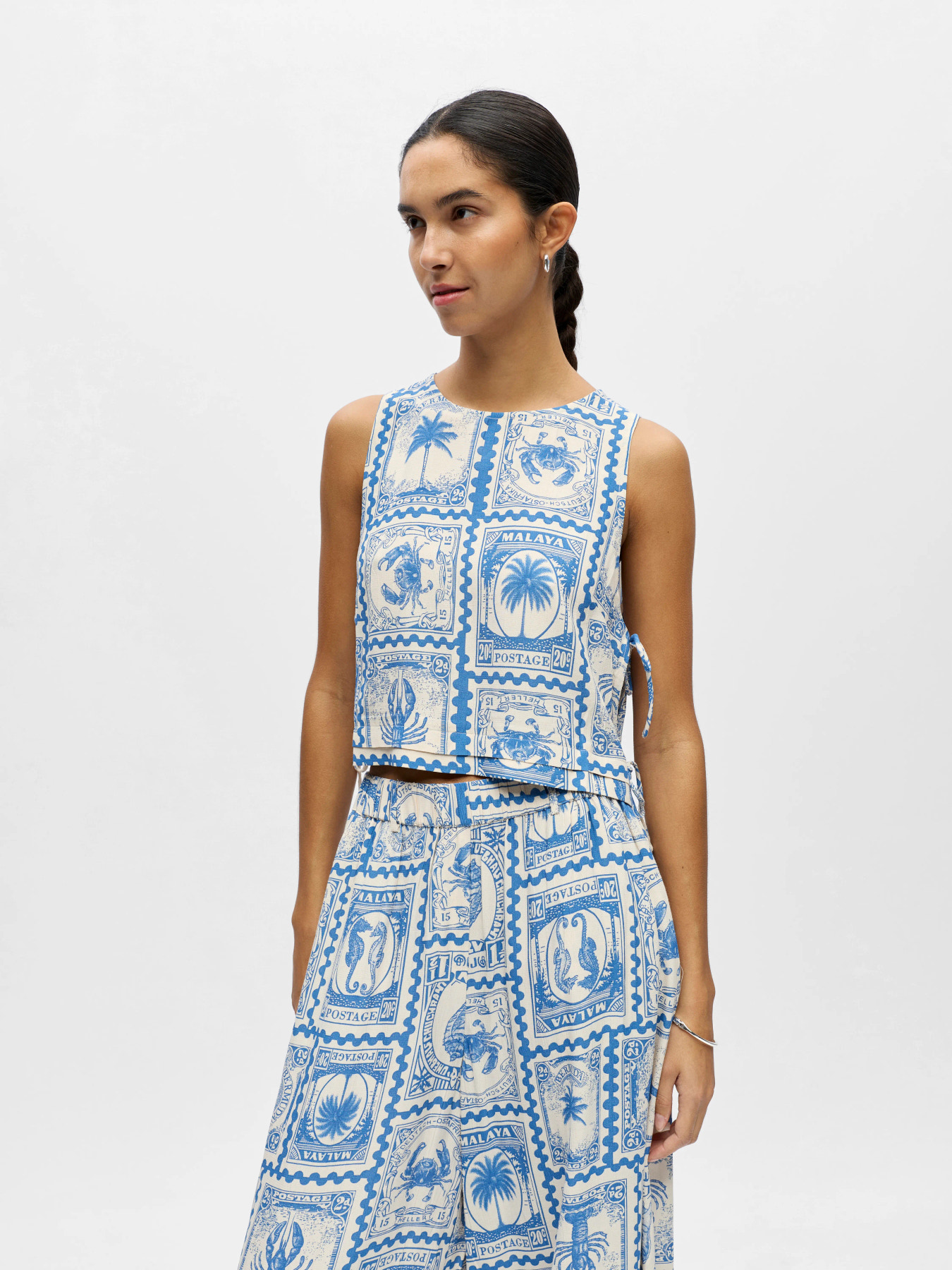 OBJVIMA SL RE CROPPED TOP 144 Birch Azure blue - 2