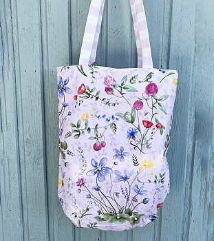 TYGVÄSKA Flora sommar rosa