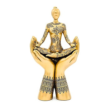 Deco Yoga meditation händer stående i guldfärg