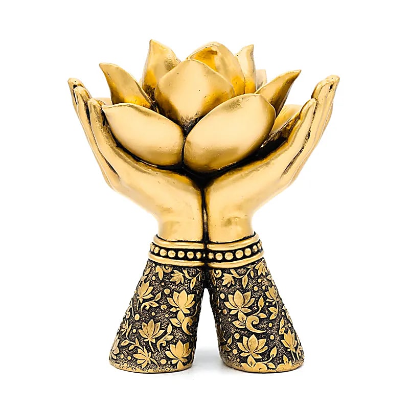 Teljushållare Lotus, händer stående i guldfärg - 3
