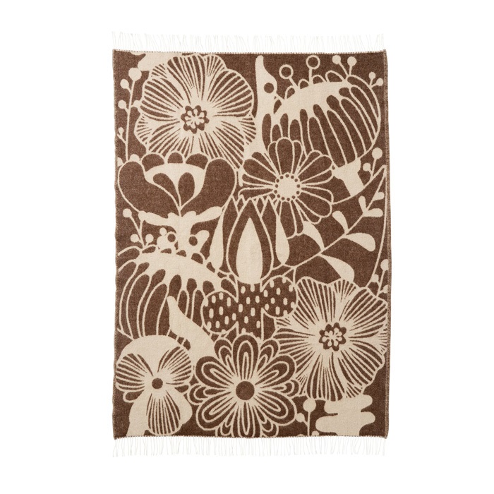Blomranka brown/beige ullfilt från Klippan - 2